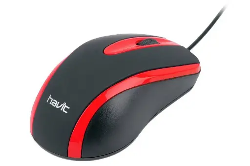 [HV-MS753-B/R] MOUSE USB COLOR NEGRO+ROJO